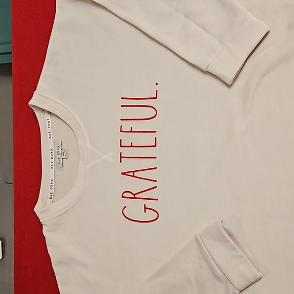 Rae Dunn Tops - RAE DUNN White long sleeve crop sweatshirt GRATEFUL Medium